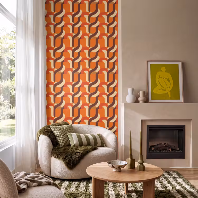 Retro - Modern - Kleurrijk Behang Vlies klein 1076 -sfeer2