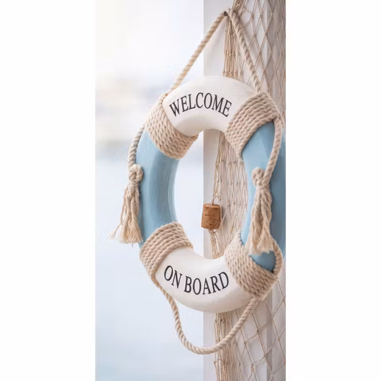 Reddingsboei - Maritiem - Welkom - Blauw - Wit Behang Vlies klein -3d_website