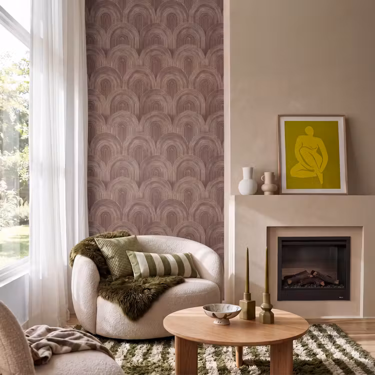 Ritmisch - Effect - Bruin Behang Vlies klein 1076 -sfeer2
