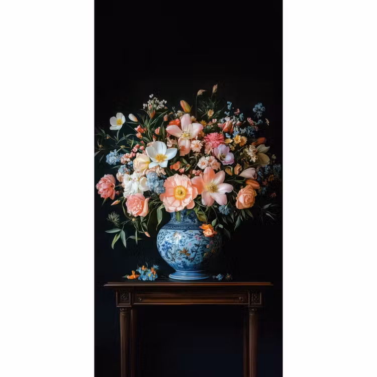 Roze - Bloemen - Vaas - Kleuren Behang Vlies klein -3d_website