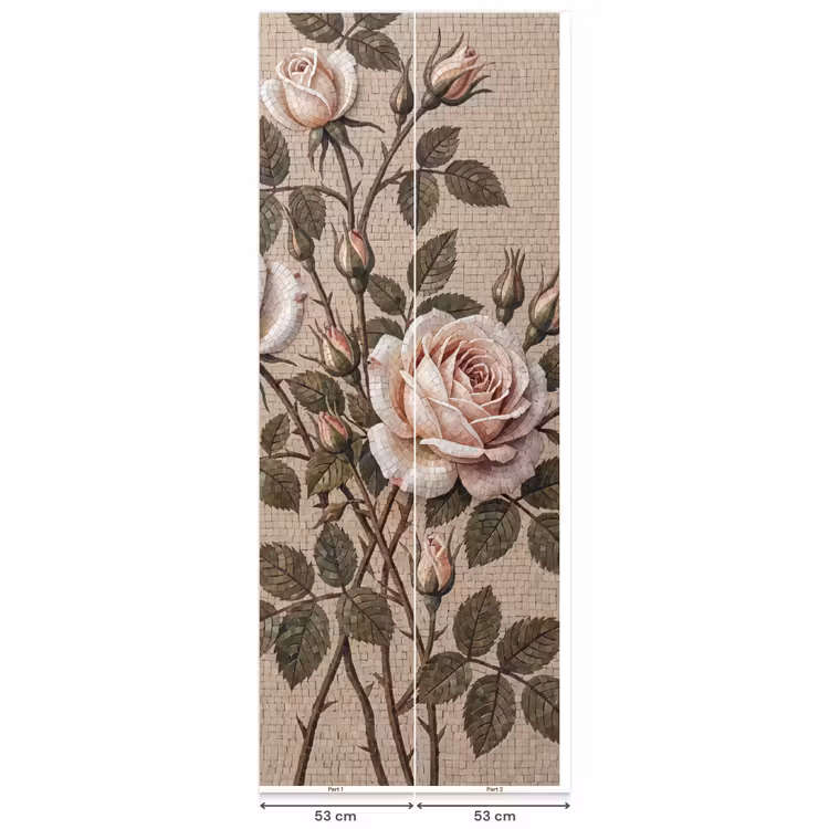 Roos - Mozaïek - Bloemen - Klassiek - Beige Behang Vlies klein -USP_banen