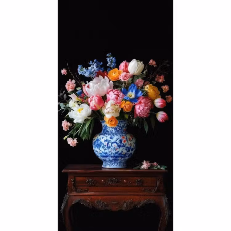 Rozen - Bloemen - Vaas - Boeket Behang Vlies klein -3d_website