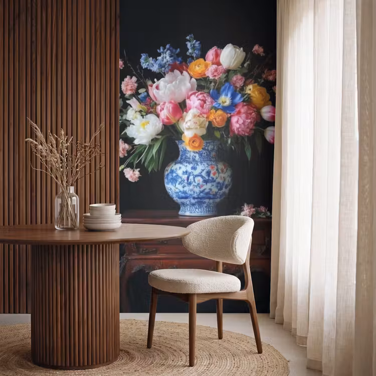 Rozen - Bloemen - Vaas - Boeket Behang Vlies klein -sfeer1