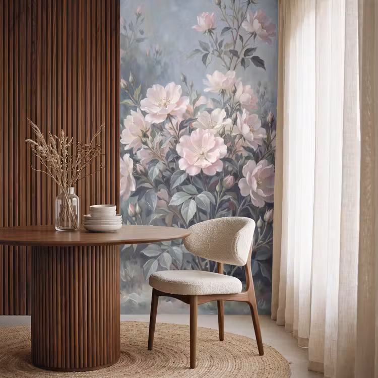 Rozen - Illustratie - Roze Behang Vlies klein -sfeer1