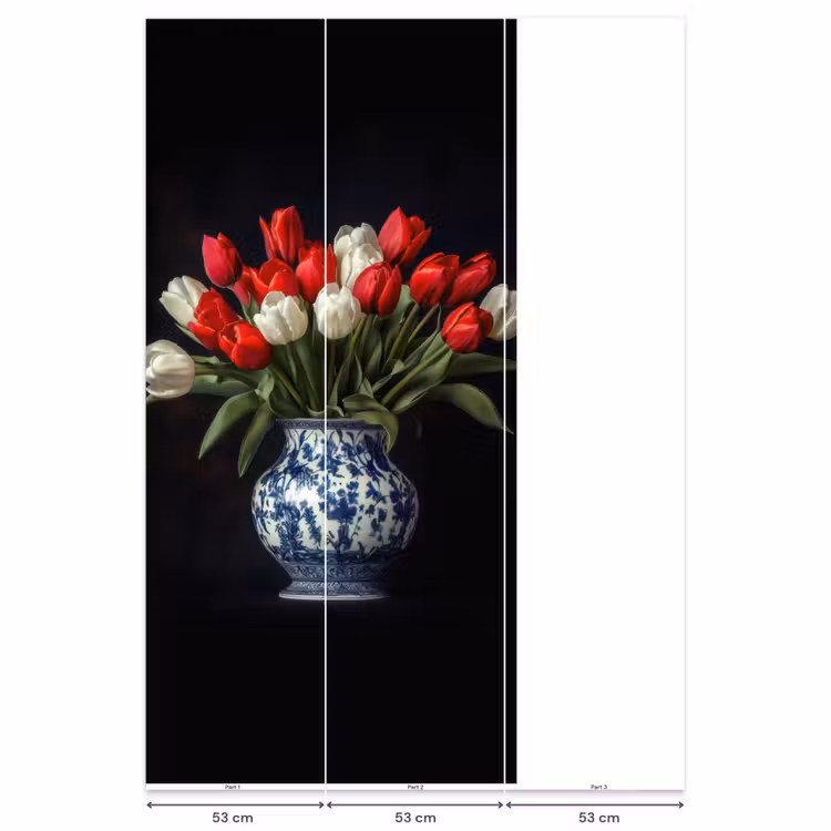 Rode - Bloemen - Tulpen - Vaas Behang Vlies klein -USP_banen