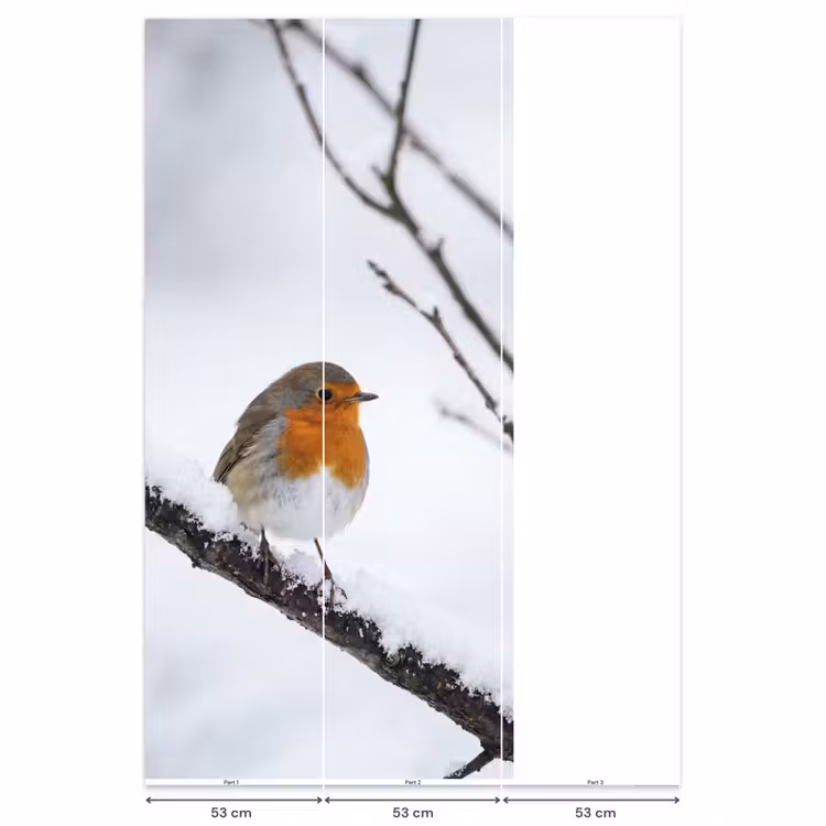 Roodborstje - Tak - Sneeuw - Winter - Levendig Behang Vlies klein -USP_banen