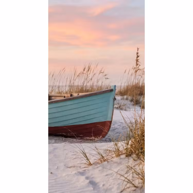 Rustiek - Roeiboot - Zandstrand Behang Vlies klein -3d_website