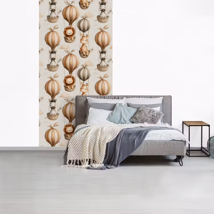 Safari - Luchtballonen - Taupe fotobehang vinyl groot 64 -slaapkamer