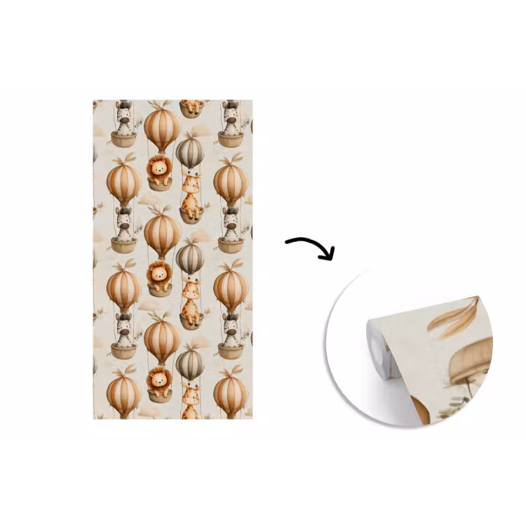 Safari - Luchtballonen - Taupe fotobehang vinyl groot 64 -3d