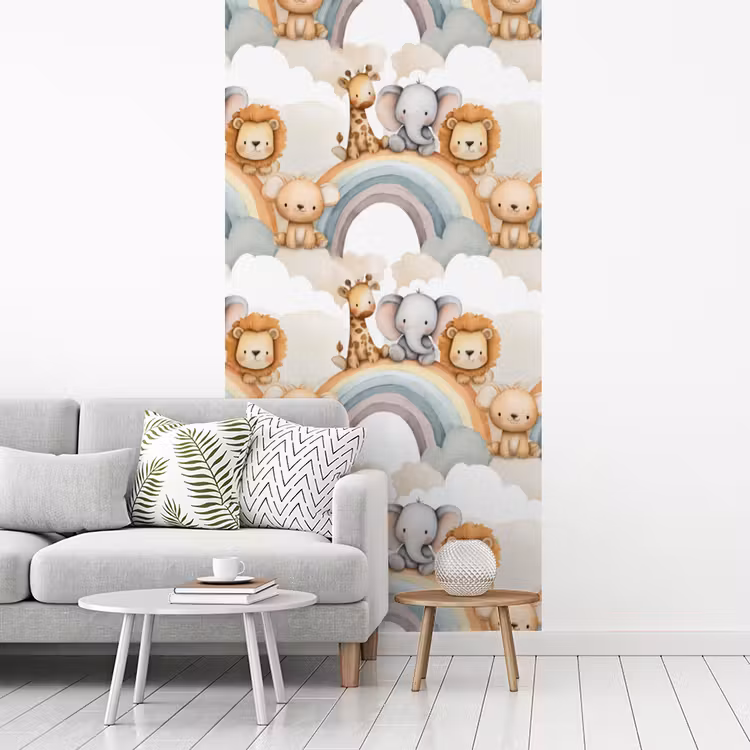 Safari - Regenboog - Kleurrijk fotobehang vinyl groot 64 -woonkamer