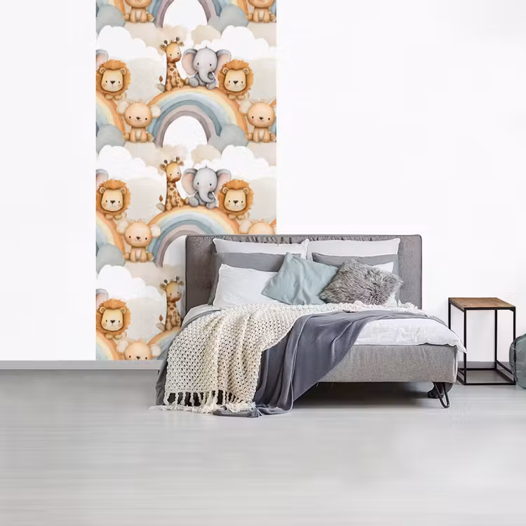 Safari - Regenboog - Kleurrijk fotobehang vinyl groot 64 -slaapkamer