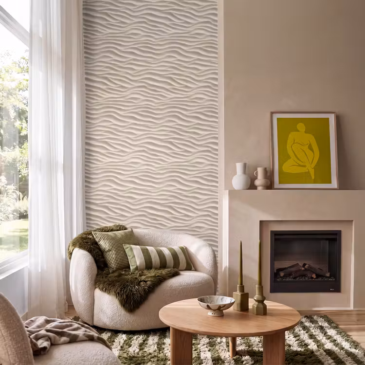 Zand - Golven - Beige Behang Vlies klein 1076 -sfeer2