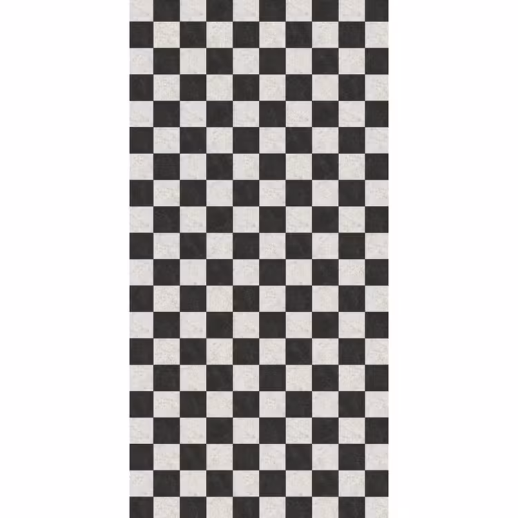Dambord - Marmer - Zwart - Wit Behang Vlies klein 1076 -3d_website