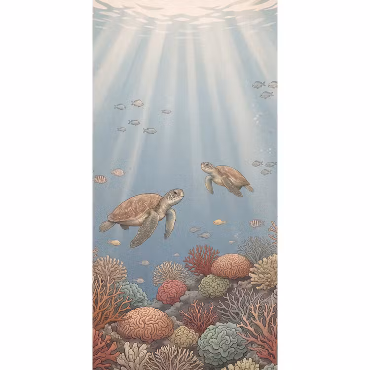 Schildpad - Onderwater - Natuur - Illustratie Behang Vlies klein -3d_website