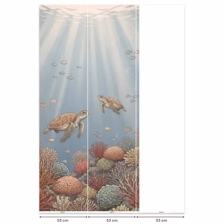 Schildpad - Onderwater - Natuur - Illustratie Behang Vlies klein -USP_banen