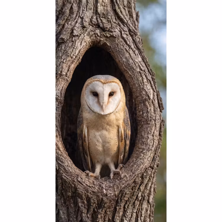 Kerkuil - Boom - Natuur - Bruin Behang Vlies klein -3d_website