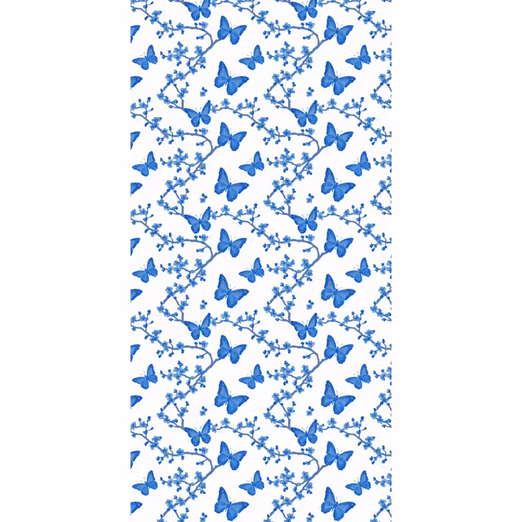 Vlinder - Bloemen - Blauw Behang Vlies klein 1076 -3d_website