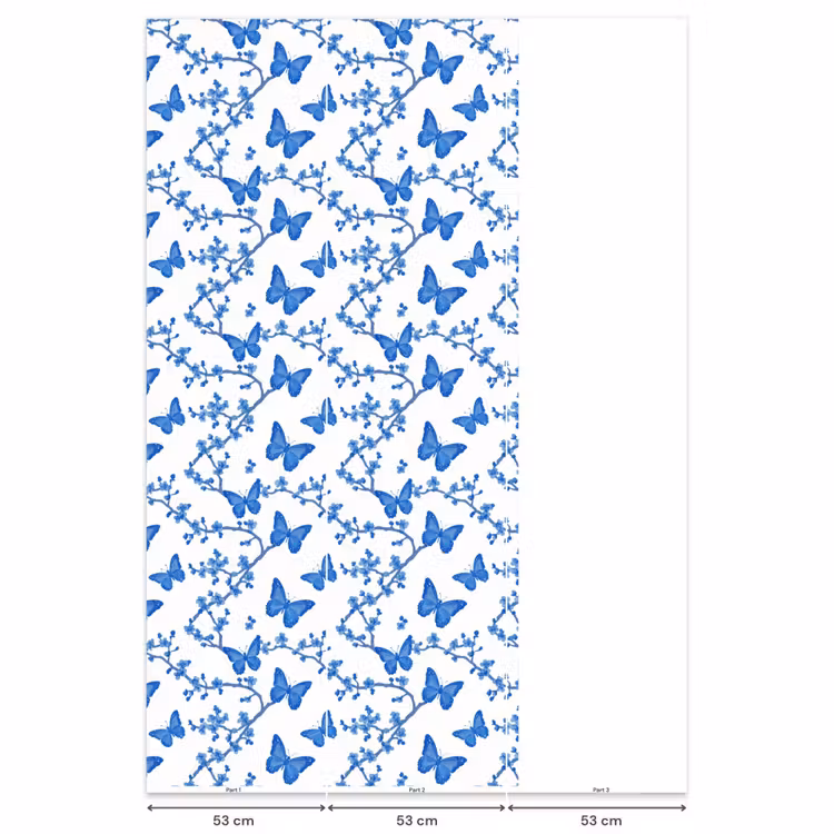 Vlinder - Bloemen - Blauw Behang Vlies klein 1076 -USP_banen