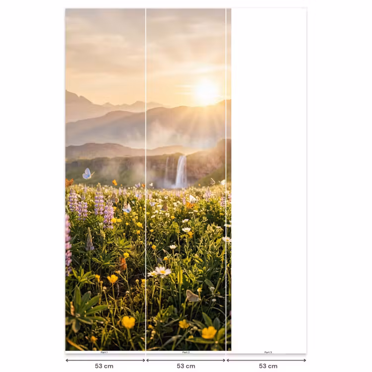 Vlinders - Waterval - Bloemenveld Behang Vlies klein -USP_banen