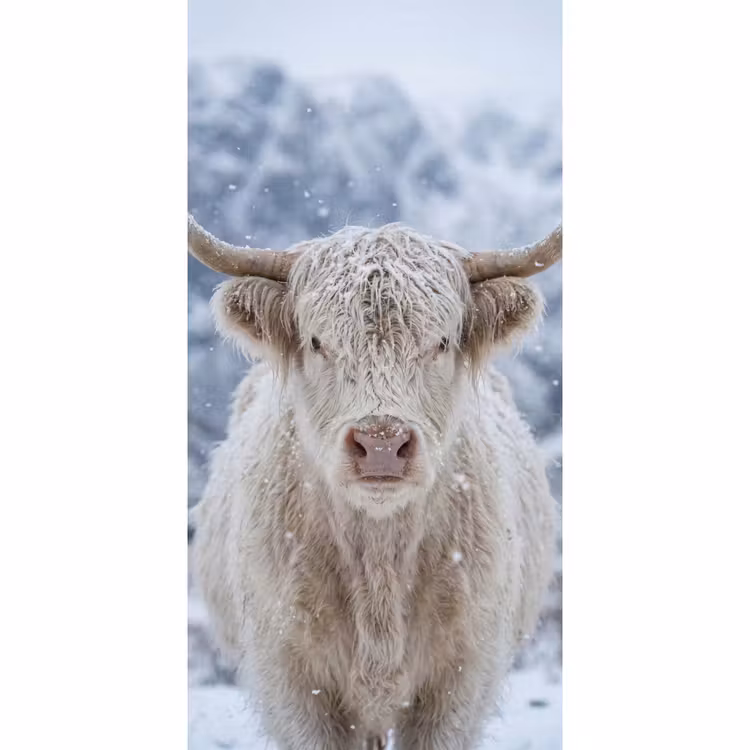 Schotse Hooglander - Sneeuw - Bergen - Winter Behang Vlies klein -3d_website
