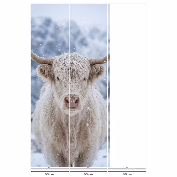 Schotse Hooglander - Sneeuw - Bergen - Winter Behang Vlies klein -USP_banen