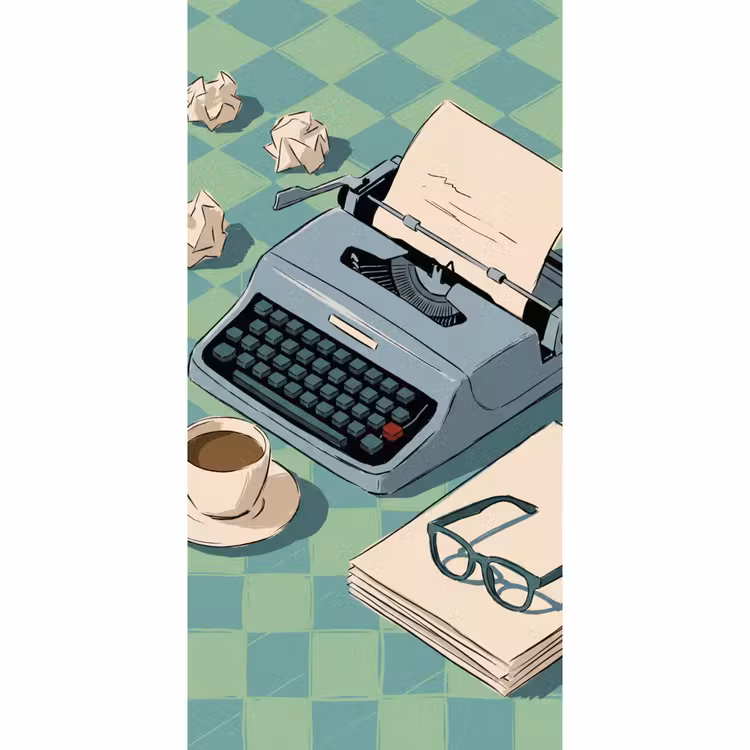 Typemachine - Kantoor - Vintage - Illustratie - Groen Behang Vlies klein -3d_website