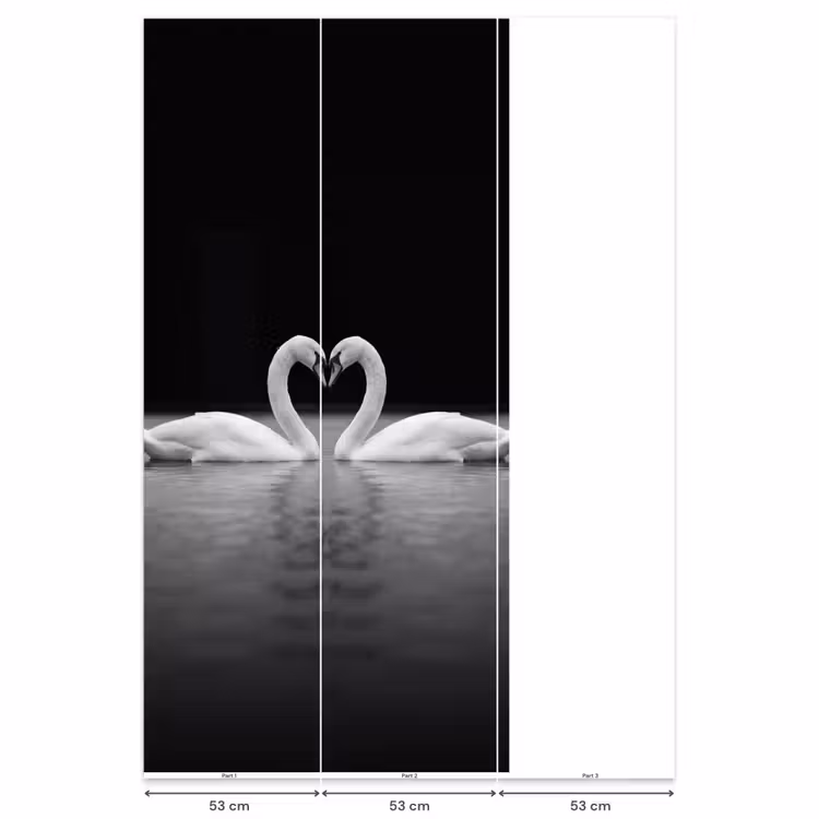 Zwanen - Hart - Zwart - Wit Behang Vlies klein -USP_banen