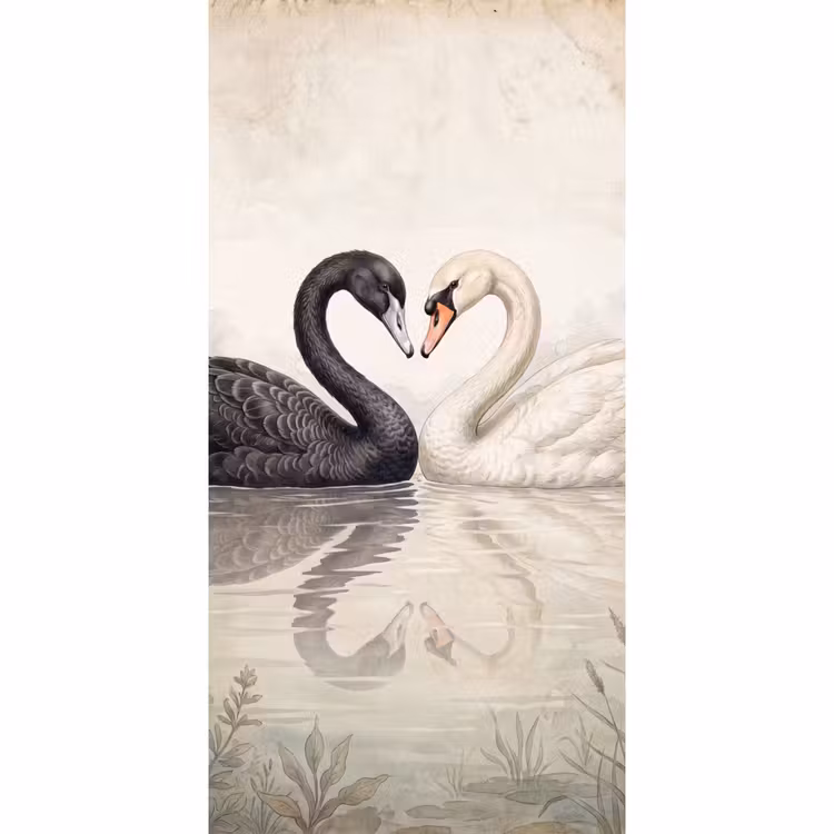 Zwanen - Hartvorm - Dieren Behang Vlies klein -3d_website
