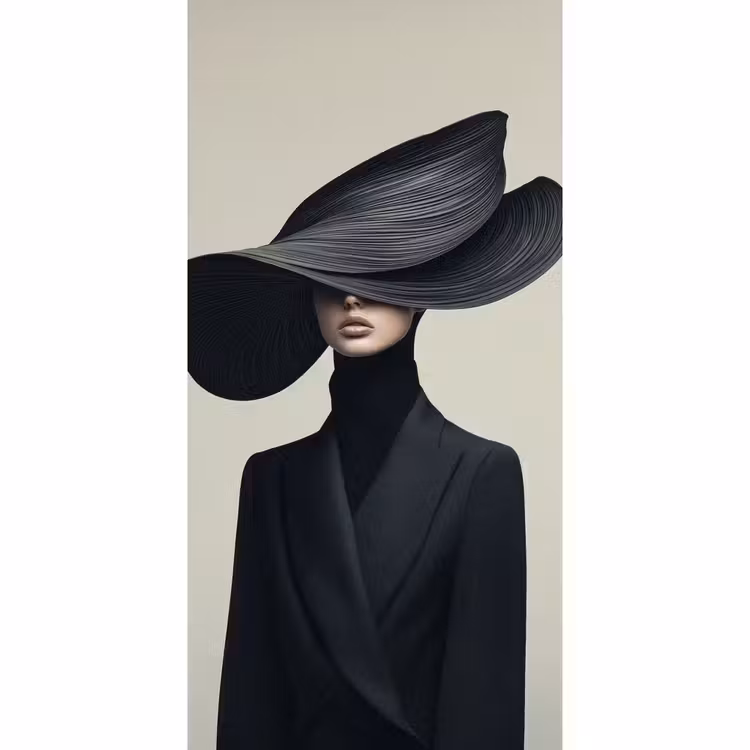 Zwart - Vrouw - Hoed Behang Vlies klein -3d_website