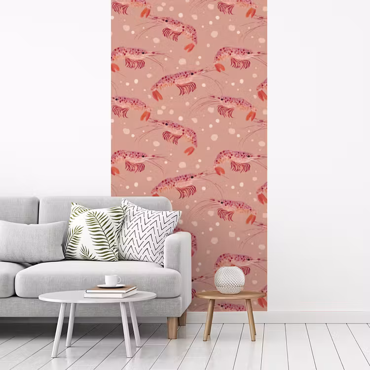 Garnalen - Stippen - Roze fotobehang vinyl groot 64 -woonkamer