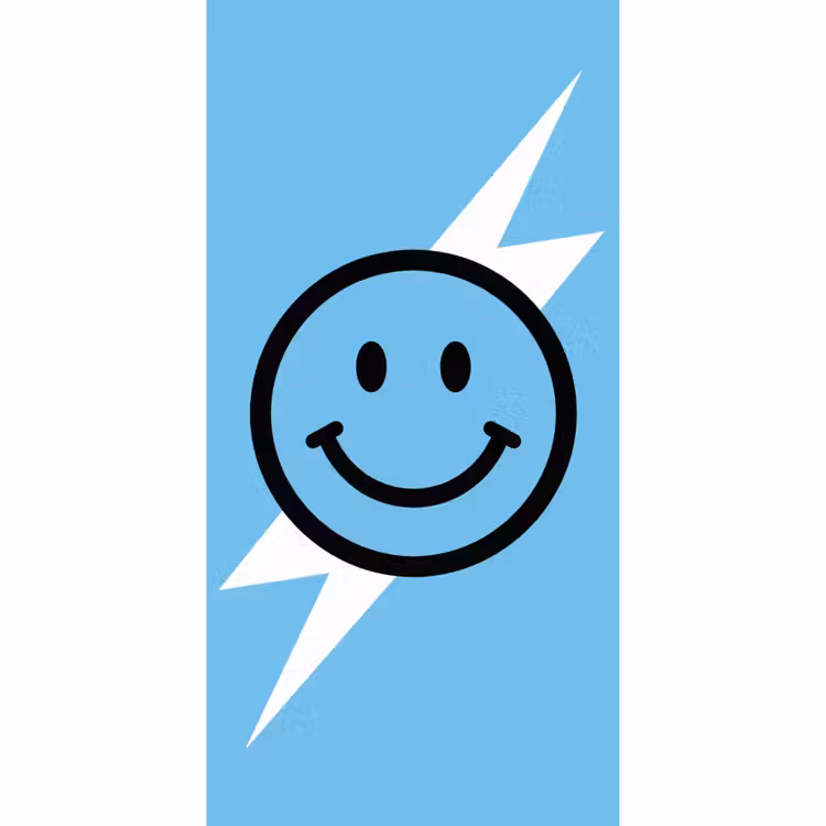 Smiley - Blauw - Bliksem Behang Vlies klein -3d_website