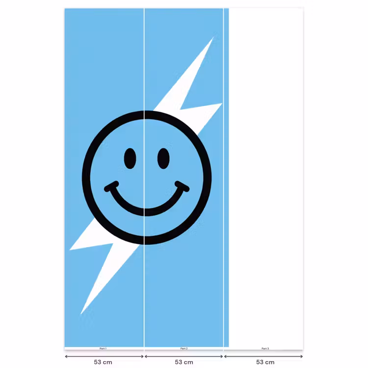Smiley - Blauw - Bliksem Behang Vlies klein -USP_banen