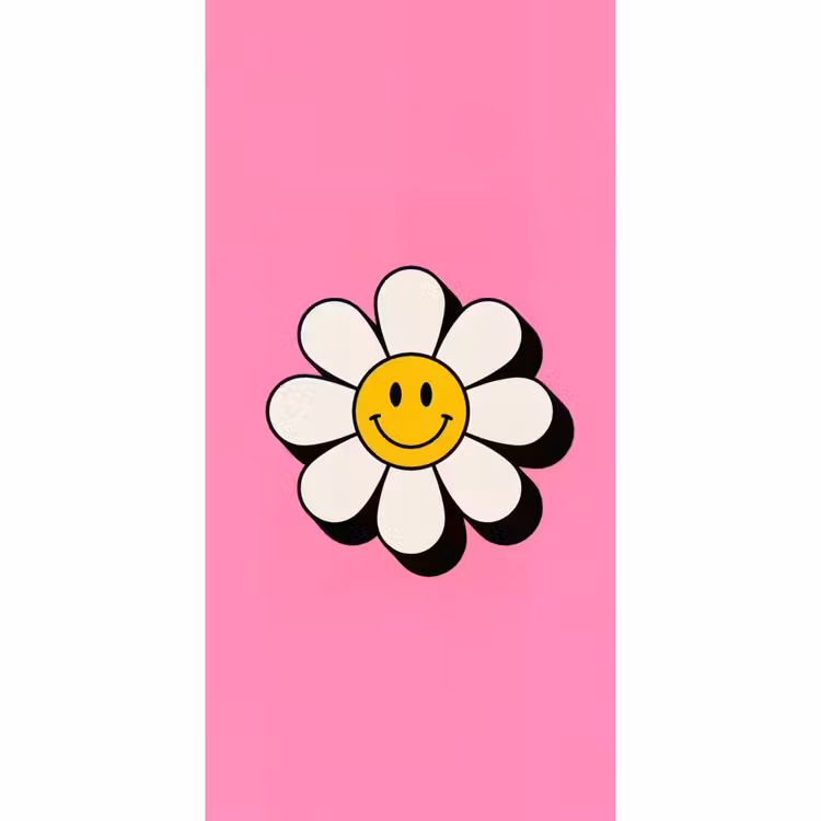 Smiley - Bloem - Roze Behang Vlies klein -3d_website