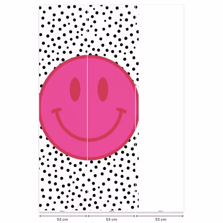 Smiley - Roze - Stippen Behang Vlies klein -USP_banen