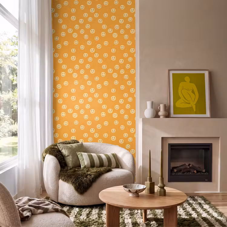 Smileys - Retro - Heel Behang Vlies klein 1076 -sfeer2