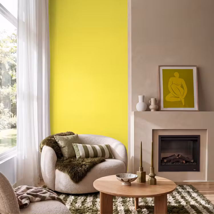 Soft - Custard - Geel Behang Vlies klein 1076 -sfeer2