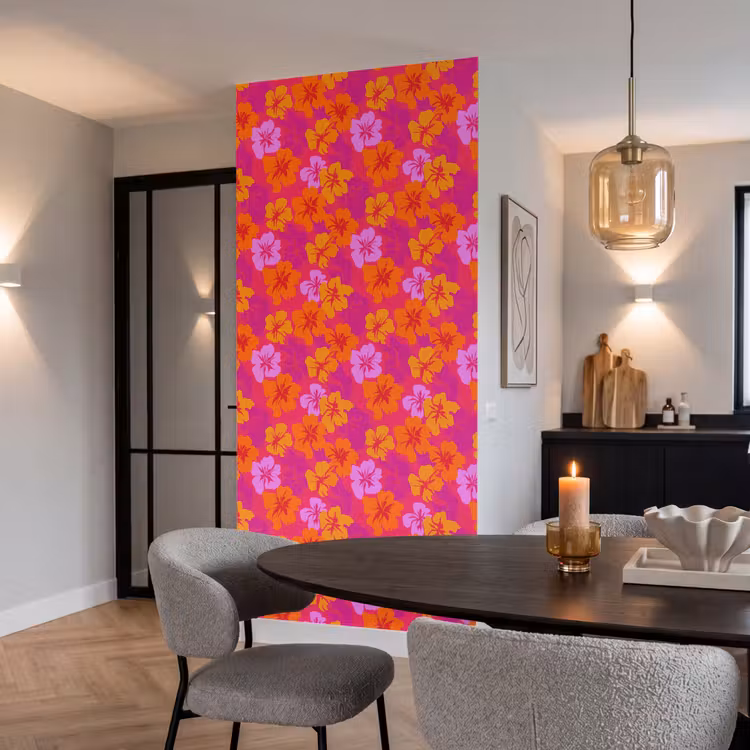Zomers - Hibiscus - Kleurrijk Behang Vlies klein 1076 -sfeer3
