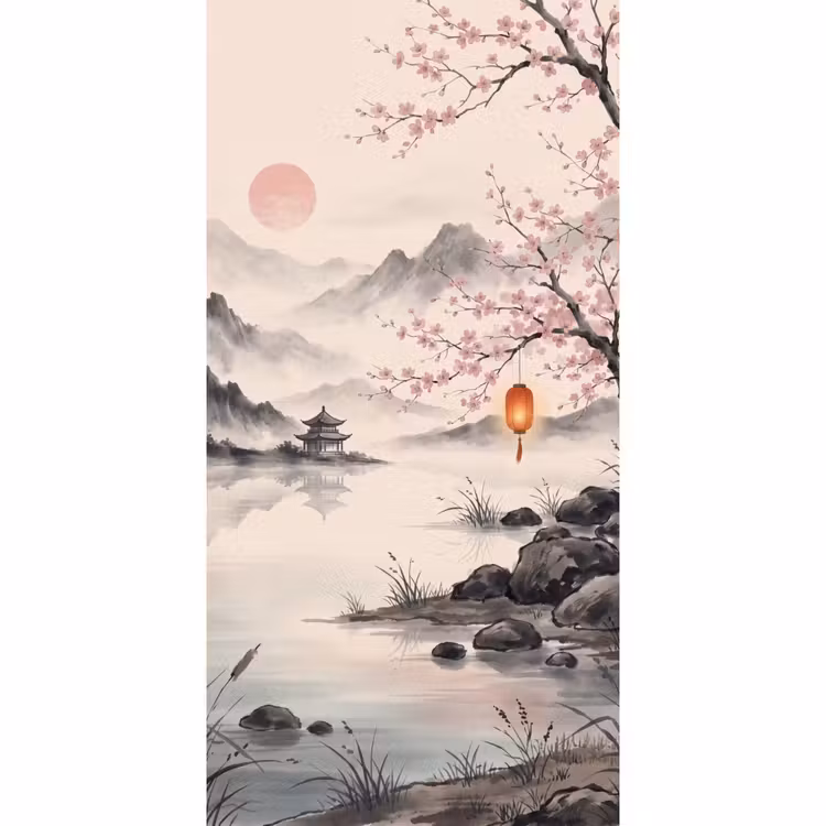 Zon - Japans - Traditioneel Behang Vlies klein -3d_website