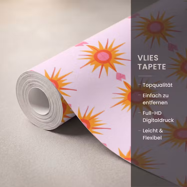 Zon - Motief - Roze Behang Vlies klein 1076 -USP_closeupDE