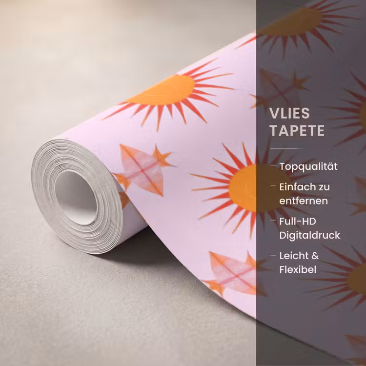 Zon - Patroon - Roze Behang Vlies klein 1076 -USP_closeupDE