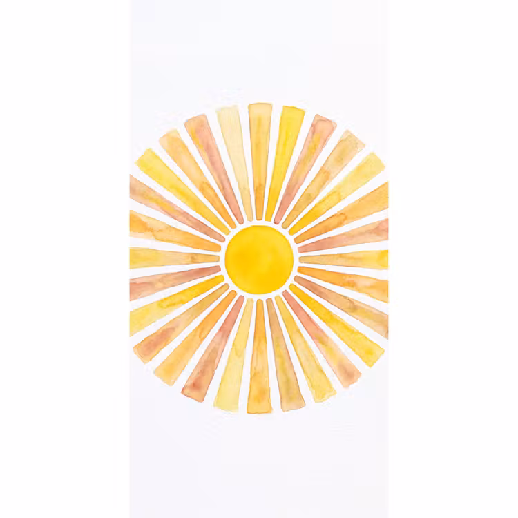 Zon - Stralen - Aquarel - Geel - Abstract Behang Vlies klein -3d_website