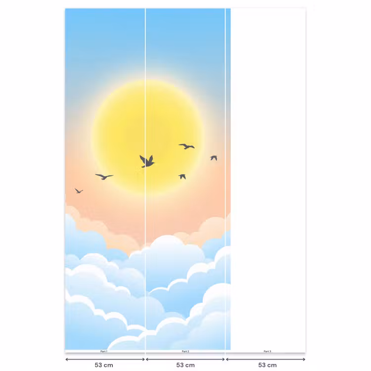 Zon - Vogels - Lucht - Natuur - Geel Behang Vlies klein -USP_banen