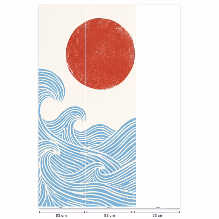 Zon - Golven - Oceaan - Abstract - Rood Behang Vlies klein -USP_banen
