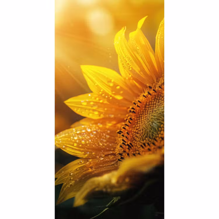 Zonnebloem - Dauwdruppels - Geel - Zonlicht Behang Vlies klein -3d_website