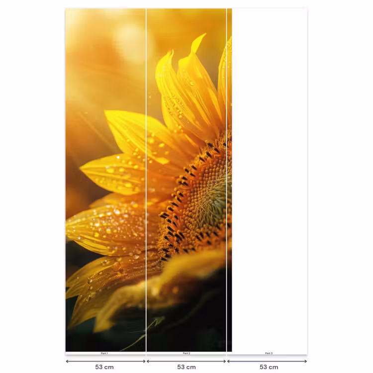 Zonnebloem - Dauwdruppels - Geel - Zonlicht Behang Vlies klein -USP_banen
