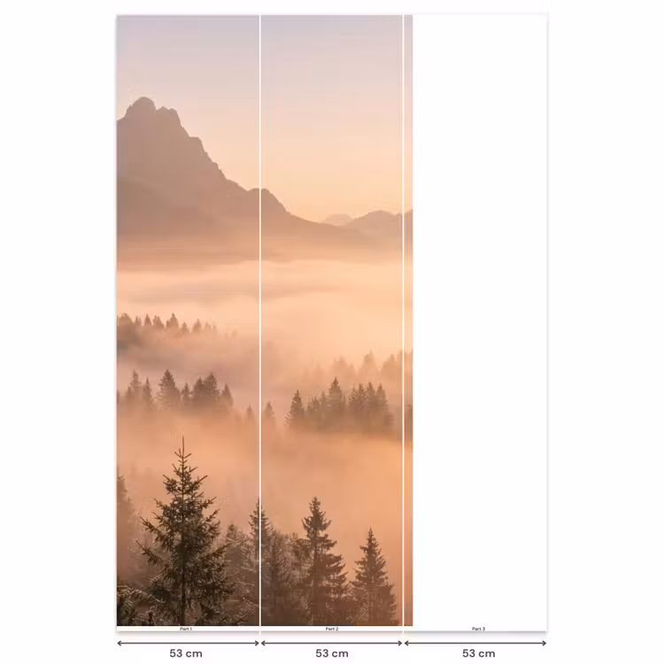 Zonlicht - Mist - Bergen - Bomen Behang Vlies klein -USP_banen