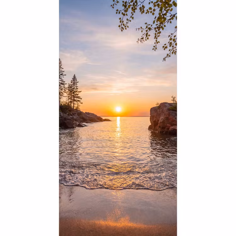 Zonsondergang - Kust - Water - Natuur - Oranje Behang Vlies klein -3d_website