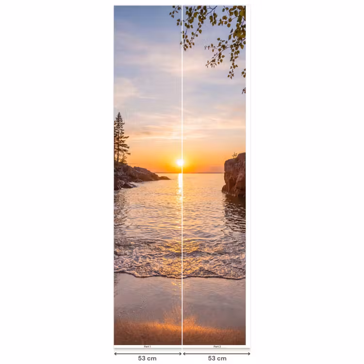 Zonsondergang - Kust - Water - Natuur - Oranje Behang Vlies klein -USP_banen