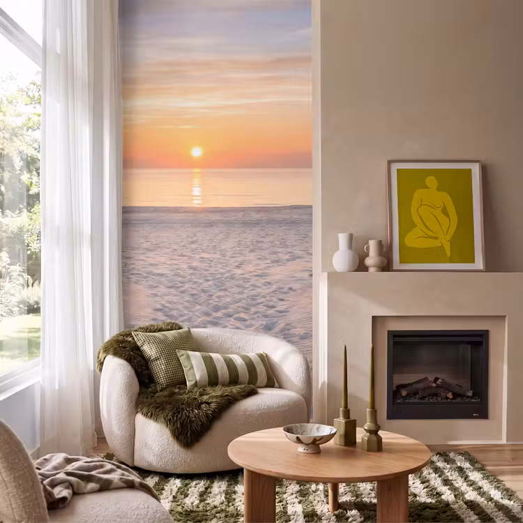 Zonsondergang - Strand - Zand Behang Vlies klein -sfeer2