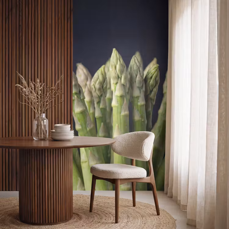 Asperges - Groen - Zwart Behang Vlies klein -sfeer1